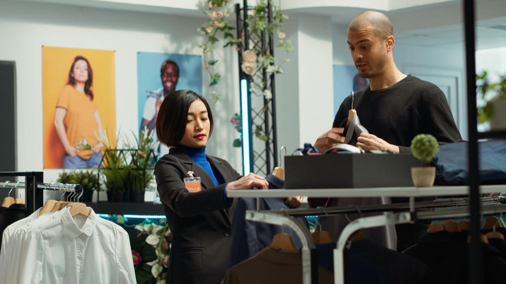 Retail employees working