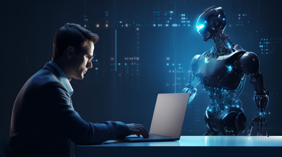Businessman Working Futuristic Office