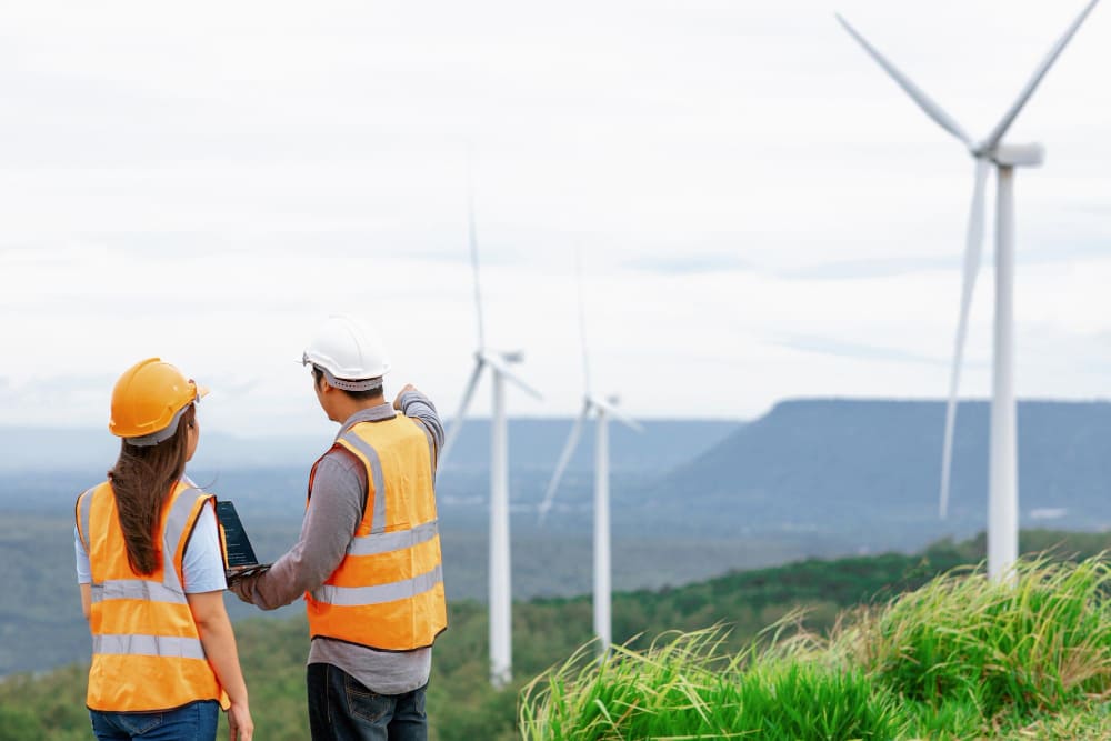 Two engineers for an ESG project is discussing
