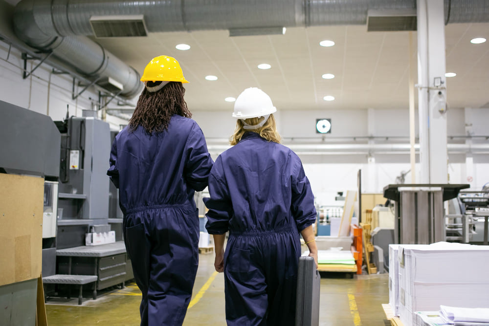 Industrial park workers arriving during a shift change in Vietnam