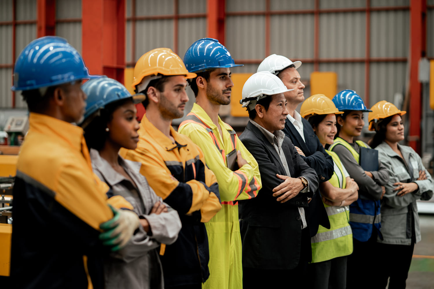 Job candidates attending an onsite factory recruitment drive